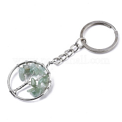 Natural Green Aventurine Chips Chakra Keychain&nbsp;G-N0326-003F