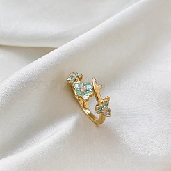 Brass Micro Pave Cubic Zirconia Cuff Open Rings for Women&nbsp;WGE0CB8-01