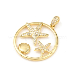 Ocean Brass Micro Pave Cubic Zirconia Pendants&nbsp;KK-K411-04C-G