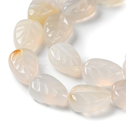 天然ホワイトアゲート瑪瑙ビーズ連売り  葉  14~14.5x10~10.5x5.5~6mm  穴：1.2mm  約15個/連  8.43''（21.4センチメートル）&nbsp;G-M418-A07-01
