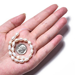 天然養殖淡水パールビーズ連売り  ライス  貝殻色  7.5~10.5x5~6mm  穴：0.7mm  約20~21個/連  6.85インチ〜7.09インチ（17.4cm〜18cm）&nbsp;X-PEAR-N012-05D