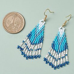 304ステンレススチール製ボヘミアンダングルイヤリング3組  ガラスビーズ  ゴールドカラー  ミックスカラー  68x30mm  3ペア/セット&nbsp;EJEW-MZ00264