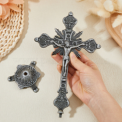 Religion Alloy Crucifix Cross Statue Display Decorations&nbsp;DJEW-WH0043-105A