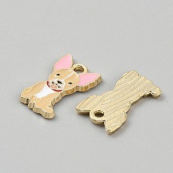 亜鉛合金エナメルペンダント  動物チャーム  ゴールドカラー  犬  16x10x1.5mm  穴：1.6mm&nbsp;FIND-CJC0437-026G-06