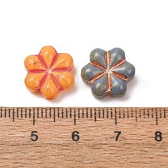手作りランプワークビーズ  花  ゴールドライン入り  ミックスカラー  13x12x5mm  穴：1.1mm&nbsp;LA-CBAD2DB-03C