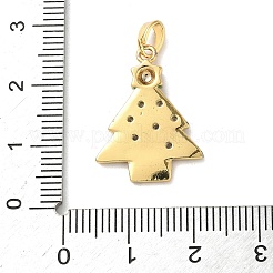 クリスマスブラスマイクロパヴェキュービックジルコニアペンダント  エナメル  ゴールドカラー  クリスマスツリー  22x17x2.5mm  穴：5x3mm&nbsp;LS-KK-K305-07C-02