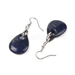 Natutal Dyed Lapis Lazuli Dangle Earrings&nbsp;EJEW-F343-A09