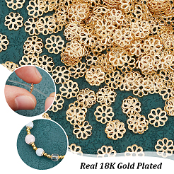 316ステンレススチールビーズキャップ200個  多弁花  18KGP本金メッキ  6x6x1mm  穴：1mm&nbsp;STAS-UN0059-30