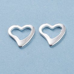 201 ステンレススチールリンクリング  ハート  銀  14.5x15x1.5mm  インナーサイズ：11x6mm&nbsp;STAS-F192-010S