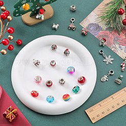 クリスマステーマ DIY ヨーロッパブレスレットネックレス作成キット  アクリル & 合金 & エナメル ヨーロピアン ビーズ & ダングル チャームを含む  ブレスレット作り  ネックレス作り  ミックスカラー  24個/箱&nbsp;DIY-WH0308-346