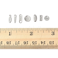 200個7スタイル304ステンレススチールチャーム  アジャスターチェーンドロップ  混合図形  6~11x0.5~1mm  穴：1~2mm&nbsp;STAS-FS0001-89