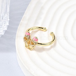 Brass Micro Pave Cubic Zirconia Cuff Open Rings for Women&nbsp;RJEW-B160-08G-01