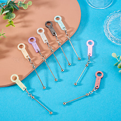 8Pcs 8 Colors Acrylic Straw Pendant Beadable Bar&nbsp;HJEW-TA0001-48