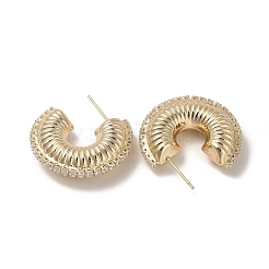 真鍮製スタンドピアス  半円  ゴールドカラー  29x9x10.5mm&nbsp;KK-L208-85A-G