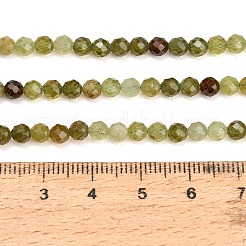 天然のグリーンガーネットビーズ連売り  多面カット  ラウンド  4~4.5mm  穴：0.6mm  約91~92個/連  15.08''~15.43''（38.3~39.2センチメートル）&nbsp;GG-CBA77FB-B11-4mm