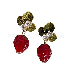 Alloy & Rhinestone & Enamel Leaf Stud Earrings&nbsp;WG2CE66-01
