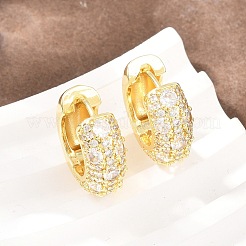 Brass Micro Pave Clear Cubic Zirconia Hoop Earring&nbsp;EJEW-Z164-14G