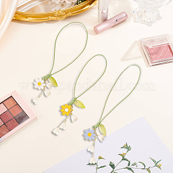 3個 3色の花と葉の亜鉛合金エナメルと樹脂ペンダント装飾  ミックスカラー  180mm  1pc /カラー&nbsp;AJEW-DJ0003-30