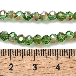 電気メッキガラスビーズセット  半分メッキ  虹メッキ  多面カット  ロンデル  黄緑  4x3mm  穴：0.4mm  約108個/連  16.5~16.9インチ（38.5-40cm）&nbsp;LS-EGLA-A034-T4mm-J05