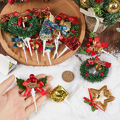 20Pcs 10 Styles Christmas Theme Plastic Cake Insert Card Decoration&nbsp;AJEW-SC0003-54A