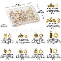20スタイルのチベットスタイルの合金チューブベイル10個。  ループベイル  チューブ  アンティーク黄金  9.5~15x7~13x3.5~7mm  穴：1.2~1.8mm  内径：3.2~4.8mm  2個/スタイル&nbsp;FIND-YW0003-69