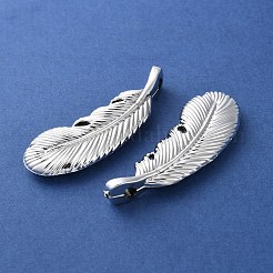 電気メッキ不透明アクリルパーツ  羽  銀メッキ  44x17x7.5mm  穴：2.5mm&nbsp;PACR-D288-06S