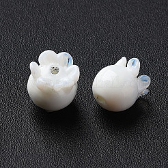手作りのでこぼこランプワークビーズ  クラゲ  ホワイト  8~9x8mm  穴：1~1.5mm&nbsp;X-LAMP-T017-16B
