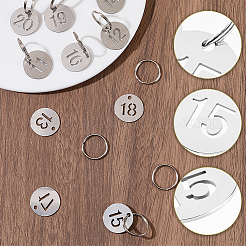 10Pcs 304 Stainless Steel Pendants & Kaychain Clasp&nbsp;STAS-SC0021-27B
