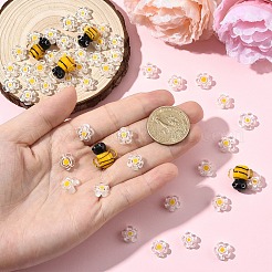 5Pcs Handmade 3D Bees Lampwork Beads & 50Pcs Flower Millefiori Glass Beads Sets&nbsp;LAMP-YW0001-63