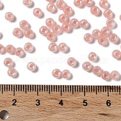 ガラスシードビーズ  セイロン  丸い穴  ラウンド  鮭色  4x3mm  穴：1.5mm  7500個/ポンド&nbsp;SEED-H002-E-A1405