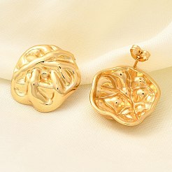 304ステンレススチールスタッドピアス  18KGP本金メッキ  フラットラウンド  23x22mm&nbsp;EJEW-P298-02B-G