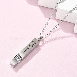 304 ステンレススチール 彫刻入り 花 十字架 長方形 ペット メモリアル 記念品 骨壷 遺灰 ペンダント ネックレス  ステンレス鋼色  21.73インチ（55.2cm）&nbsp;NJEW-P326-02P