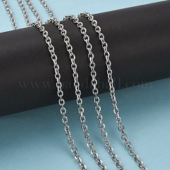 変色しにくい304ステンレススチールアズキチェーン  ダイヤモンドカットチェーン  溶接されていない  多面カット  オーバル  ステンレス鋼色  4.5x3.5x1mm&nbsp;CHS-K002-28