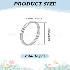 10Pcs 304 Stainless Steel Simple Plain Band Finger Ring for Women Men&nbsp;RJEW-LP0001-10