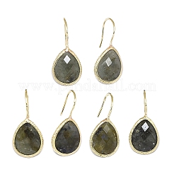 天然石ダングルピアス  ゴールデントーン真鍮パーツ  ティアドロップ  25.5~32x13.5x5mm  ピン：0.8mm&nbsp;EJEW-L228-01