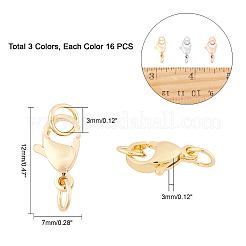 ラックメッキとPVD真空メッキ真鍮カニカンジュエリーネックレスブレスレット製造用  12x7x3丸カン付き  カドミウムフリー＆鉛フリー  ミックスカラー  3mm  穴：48mm  [1]個/箱&nbsp;KK-FH0001-60-RS