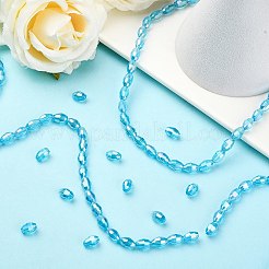 電気メッキガラスビーズセット  多面カットオーバル  空色  7.5x6mm  穴：1mm  約70個/連  20.67インチ（52.5cm）&nbsp;LS-GC6X9MMC20Y-AB