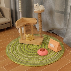 猫＆カーペット＆キャットクライマー＆キャットフード＆キャットフードボウル樹脂製ミニモデル  マイクロランドスケープドールハウスアクセサリー  小道具の装飾のふりをする  ミックスカラー  51x33x66mm&nbsp;PW-WG0714E-01