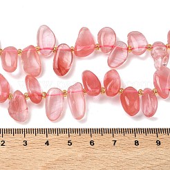 チェリークォーツガラスビーズ連売り  ティアドロップ  トップ掘削  シードビーズで  10~28x8~12x4~8mm  穴：0.9mm  約42~44個/連  15.16''~15.55''（38.5~39.5センチメートル）&nbsp;G-P604-A10-01