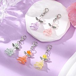 エンジェルグラス＆アクリルペンダントデコレーション  亜鉛合金カニカン付き  ミックスカラー  42mm&nbsp;HJEW-JM03471