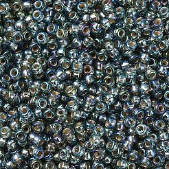 MIYUKIラウンドロカイユビーズ  日本製シードビーズ  (rr1021) シルバーライングレー ab  11/0  2x1.3mm  穴：0.8mm  約5500個/50g&nbsp;SEED-X0054-RR1021