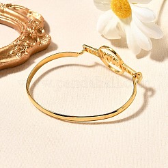 201ステンレススチール製フラットラウンドリンクバングル（女性用）  18KGP本金メッキ  単語、私はあなたを愛して  1/8インチ（0.4cm）  内径：2インチ（5.1cm）x2-5/8インチ（6.6cm）&nbsp;LS-BJEW-R014-01G-04