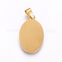 304ステンレスペンダント  シェルと  聖母マリアとオーバル  ホワイト  ゴールドカラー  27x17x2mm  穴：7x4mm&nbsp;STAS-O100-07G