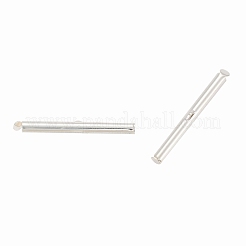 真鍮製チューブ型スライド式コードエンド紐留めパーツ  スライダエンドキャップ  銀色のメッキ  39.5x4mm  穴：1mm  内径：2mm&nbsp;KK-P031-11