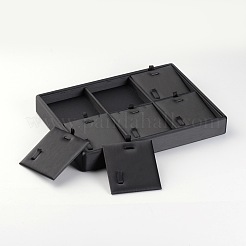 木製のネックレスプレゼンテーションボックス  PUレザーで覆われた  ブラック  18x25x3.2cm&nbsp;NDIS-O007-01