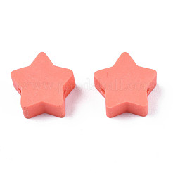 手作り樹脂粘土ビーズ  スター  サンゴ  8.5~9x9~9.5x4~5mm  穴：1.6mm&nbsp;CLAY-N011-46A-05