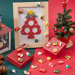 72 個 12 スタイル クリスマステーマの不透明樹脂カボション  ジュエリー作りのための  混合図形  15~23x17~28x7~10mm  6個/スタイル&nbsp;RESI-SC0005-72