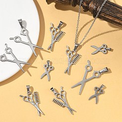 15個3スタイル304ステンレススチールペンダント  はさみ形  ステンレス鋼色  20~40x13~23x1~2mm  穴：6~10x3~4.5mm  5個/スタイル&nbsp;STAS-CJ0002-49