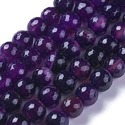 天然石瑪瑙ビーズ連売り  多面カット  染め  ラウンド  インディゴ  10mm  穴：1.2mm  約38個/連  15インチ&nbsp;G-G580-10mm-25