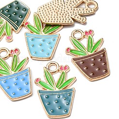 6Pcs 6 Colors Alloy Enamel Pendants&nbsp;ENAM-YW0002-47